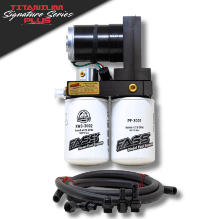 FASS Diesel Fuel System components with 'Titanium Series Plus' branding on a white background